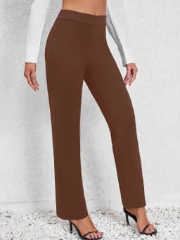 Best-selling spring and summer casual solid straight-leg high-waisted trousers