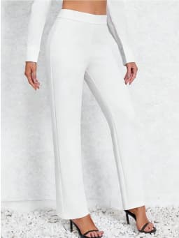 Best-selling spring and summer casual solid straight-leg high-waisted trousers