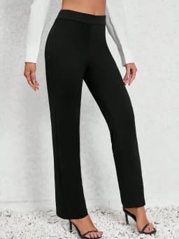 Best-selling spring and summer casual solid straight-leg high-waisted trousers