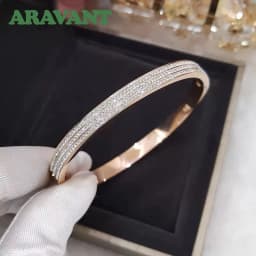 Aravant 925 Silver Rose Gold 6mm Zircon Bracelets&Bangles For Women Girls Fashion Jewelry