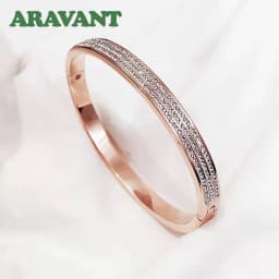 Aravant 925 Silver Rose Gold 6mm Zircon Bracelets&Bangles For Women Girls Fashion Jewelry