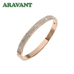 Aravant 925 Silver Rose Gold 6mm Zircon Bracelets&Bangles For Women Girls Fashion Jewelry