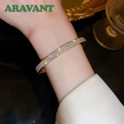 Aravant 925 Silver Rose Gold 6mm Zircon Bracelets&Bangles For Women Girls Fashion Jewelry