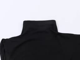 European and American style spring women's asymmetric pleated single sleeve high neck long casual top