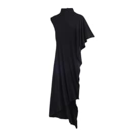 European and American style spring women's asymmetric pleated single sleeve high neck long casual top