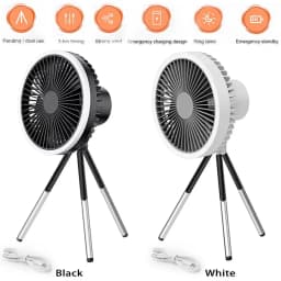 Portable LED Light Tripod Stand Desktop Fan Camping Fan USB Rechargeable Multi-functional Fan In/Outdoor Camping Ceiling Fan