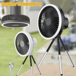 Portable LED Light Tripod Stand Desktop Fan Camping Fan USB Rechargeable Multi-functional Fan In/Outdoor Camping Ceiling Fan