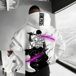 One Piece Zoro Anime Men Hooded Sweatshirt Spring Autumn Cotton Streetwear Casual Hoodie Graphic Print Cosplay Long Sleeve Tops