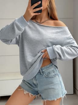 Women's off-shoulder loose pullover - suitable for all seasons, versatile for daily wear - fashionable casual hoodie