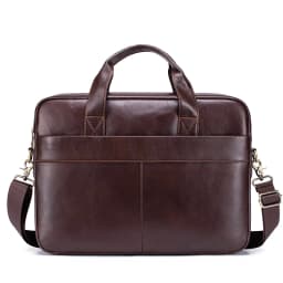 Genuine Leather Men's Briefcase Soft Luxury Business Bag 15.6 Inch Laptop Compatible Lightweight Office Commute Handbag