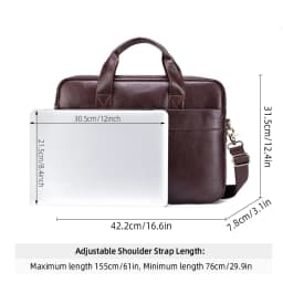 Genuine Leather Men's Briefcase Soft Luxury Business Bag 15.6 Inch Laptop Compatible Lightweight Office Commute Handbag