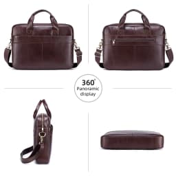 Genuine Leather Men's Briefcase Soft Luxury Business Bag 15.6 Inch Laptop Compatible Lightweight Office Commute Handbag