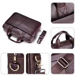 Genuine Leather Men's Briefcase Soft Luxury Business Bag 15.6 Inch Laptop Compatible Lightweight Office Commute Handbag