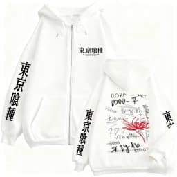 Anime Tokyo Ghoul Spider Lily Graphic Zipper Hoodie Manga Kaneki Ken Print Jacket Coat Men Women Fashion Casual Zip Up Hoodies