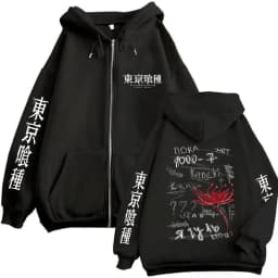 Anime Tokyo Ghoul Spider Lily Graphic Zipper Hoodie Manga Kaneki Ken Print Jacket Coat Men Women Fashion Casual Zip Up Hoodies