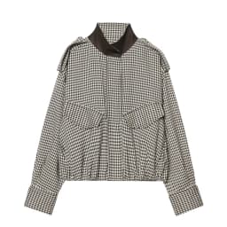 TFAFXY2026 Spring Casual Chic Women Checked Stand Collar Single Breasted Zipper Pockets Jacket Midi Skirt New Fashion Street Set