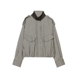 TFAFXY2026 Spring Casual Chic Women Checked Stand Collar Single Breasted Zipper Pockets Jacket Midi Skirt New Fashion Street Set