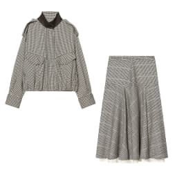 TFAFXY2026 Spring Casual Chic Women Checked Stand Collar Single Breasted Zipper Pockets Jacket Midi Skirt New Fashion Street Set