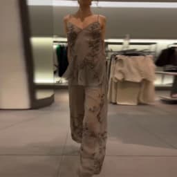 2026 Vintage Embroidery Lantern Pants Set Women Chic Sequin Splice Mesh Spaghetti Strap Backless Sling Suit Lady Daily Date Wear
