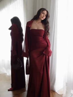 Lady Boutique Trendy Luxury Satin Dress Women's Elegant Chic Slim Fit Maxi Vistidos 2026 High End Off Shoulder Night Party Gown