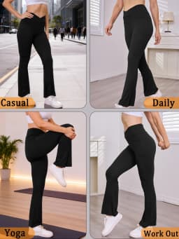 Women's Super Soft Crossover High Waisted Flare Legging With Pockets, Tummy Control Yoga Bootleg Bell Bottoms