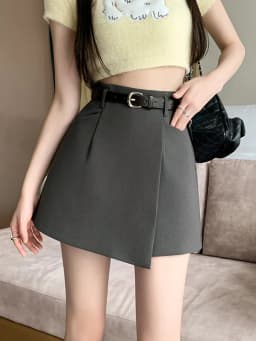 New Arrival Women's Irregular Suit Skirt Shorts Spring Summer High-Waisted Wide-Leg Short Skirt Pants With Belt
