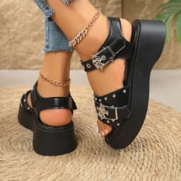 Punk Platform Women Sandals 2026 Brand New Chunky Platform Sandals Goth Chain Street Summer Women Shoes Comfy Luxury Sandals