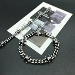 Stainless Steel Thorn Cuban Link Chains Bracelet for Men Women Barbed Wire Chain Bracelets Adjustable Punk Emo Style Jewelry