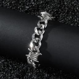 Stainless Steel Thorn Cuban Link Chains Bracelet for Men Women Barbed Wire Chain Bracelets Adjustable Punk Emo Style Jewelry