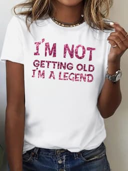 Crew Neck T-shirt with Fun Letter Patterns, Casual Short-sleeved Top for Spring and Summer, Women's Gothic Style Graphic T-shirt