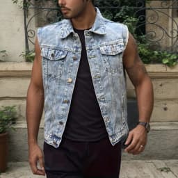 Jackets For Man Coat Spring New Denim Vest Trend Single Row Buttons Sleeveless Mens Waistcoat Outerwear