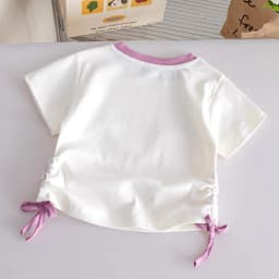 Girls T-shirts Summer Short Sleeve Kids Tees Lovely Cat Children Lace Tops Animals Cute Babies Costumes