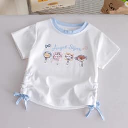 Girls T-shirts Summer Short Sleeve Kids Tees Lovely Cat Children Lace Tops Animals Cute Babies Costumes