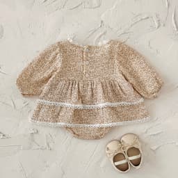 Summer 0-2 Years Old Baby Girls Baby Soft  Cool Beautiful Beige  Flower Skirt Dress Toddler Infant  One Piece Lace  Outfit  Suit