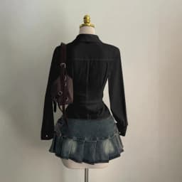 Trendy Slim Fit Women Long Sleeve Shirt Sexy Cinched Waist V-Neck Tops Casual Chic Blouses for women Gothic Street Style