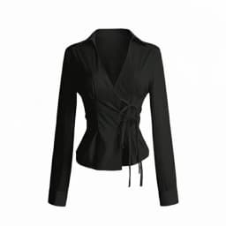 Trendy Slim Fit Women Long Sleeve Shirt Sexy Cinched Waist V-Neck Tops Casual Chic Blouses for women Gothic Street Style
