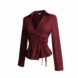 Trendy Slim Fit Women Long Sleeve Shirt Sexy Cinched Waist V-Neck Tops Casual Chic Blouses for women Gothic Street Style
