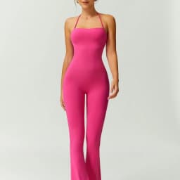 Female Sexy Backless Gym Jumpsuits Set Woman Training Yoga Flared Sportswear Woman Sports Clothes Fitness Elastic Training Suits