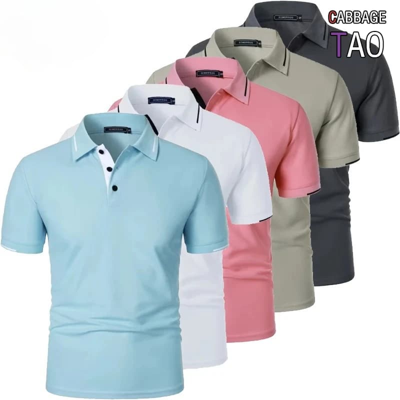 Mens Summer Classic Short Sleeve Polo Tops Button Placket Regular Fit and Solid Lightweight Casual Outdoor Pullover Topss
