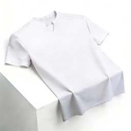 Men's Orange V-notch Stand Collar Short Sleeve T-shirt Casual Business Slim Fit Top for Office Commute