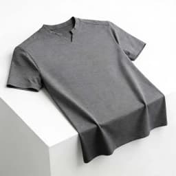 Men's Orange V-notch Stand Collar Short Sleeve T-shirt Casual Business Slim Fit Top for Office Commute