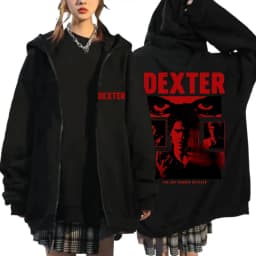 TV Play Dexter Morgan Classic Zipper Hoodies Men's Vintage Fashion Zip Up Tracksuit Oversized Fleece Casual Jackets Streetwear