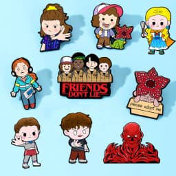 9Pcs Horror Character Demogorgon Cannibal Flower Enamel Pins Cartoon Eleven Robin Lapel Brooch Badge For Collectible Gift