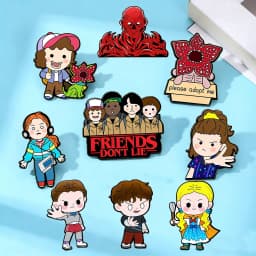 9Pcs Horror Character Demogorgon Cannibal Flower Enamel Pins Cartoon Eleven Robin Lapel Brooch Badge For Collectible Gift