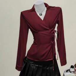 Sweet Long-sleeved Slim Fit Shirt V-neck Y2K Office Aesthetic Blouse Harajuku Waist Up Cardigan Top Lady