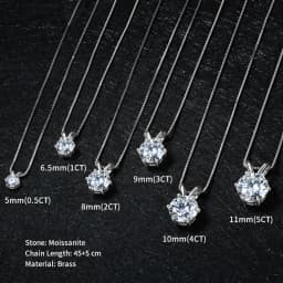 Rrjzz Certified 0.5-5CT D Color Round Moissanite Diamond Pendant Necklace Solitaire Lab Diamond GRA Necklaces for Women Jewelry