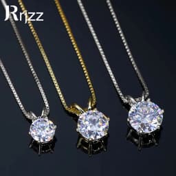 Rrjzz Certified 0.5-5CT D Color Round Moissanite Diamond Pendant Necklace Solitaire Lab Diamond GRA Necklaces for Women Jewelry