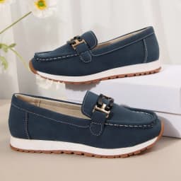 Spring New Women's Buckle Low-top Casual Shoes Fashion Round-toed Vulcanized Shoes Comfortable Slip-on Women's Flat Shoes