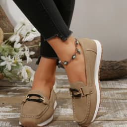 Spring New Women's Buckle Low-top Casual Shoes Fashion Round-toed Vulcanized Shoes Comfortable Slip-on Women's Flat Shoes
