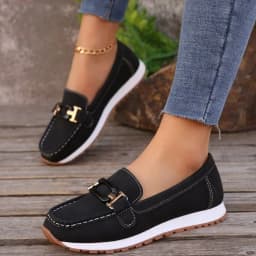Spring New Women's Buckle Low-top Casual Shoes Fashion Round-toed Vulcanized Shoes Comfortable Slip-on Women's Flat Shoes